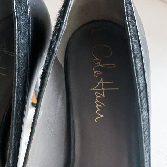 Cole Haan Classic Black LEather Cow Skin Corset Detail Heels 6.5B - Picture 7 of 9